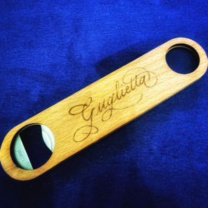 Bottle opener wood burned "Guglietta"