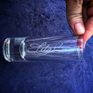 Shot glass engraved "Lita"