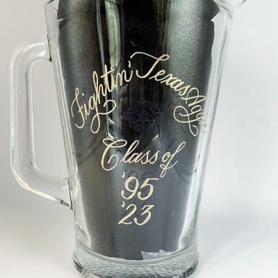 Chapman Calligraphy College Station TAMU Texas Aggie Ring Dunk engraved pitcher