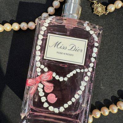 Pearls painted on Miss Dior Fragrance | Dallas Calligrapher | Jill Chapman